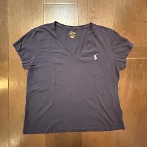 Polo Ralph Lauren V-Neck Women's T-Shirt Large Navy Blue